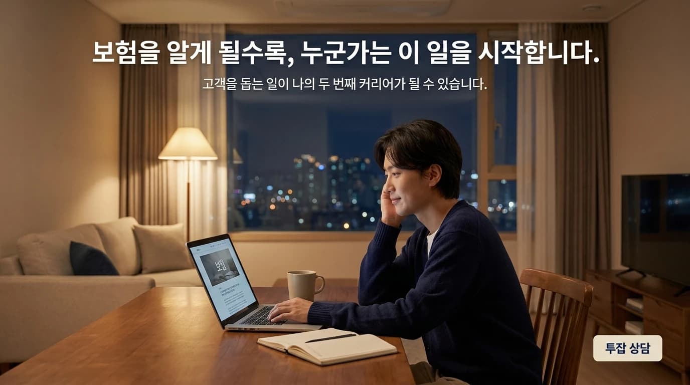 보험을 알게 될수록 이 일을 시작하는 사람이 있다는 안내 이미지